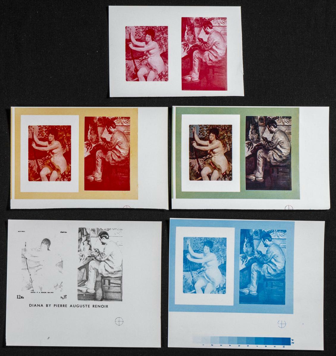 1970. Renoir paintings. Group of progressive plate proofs of the set. ...