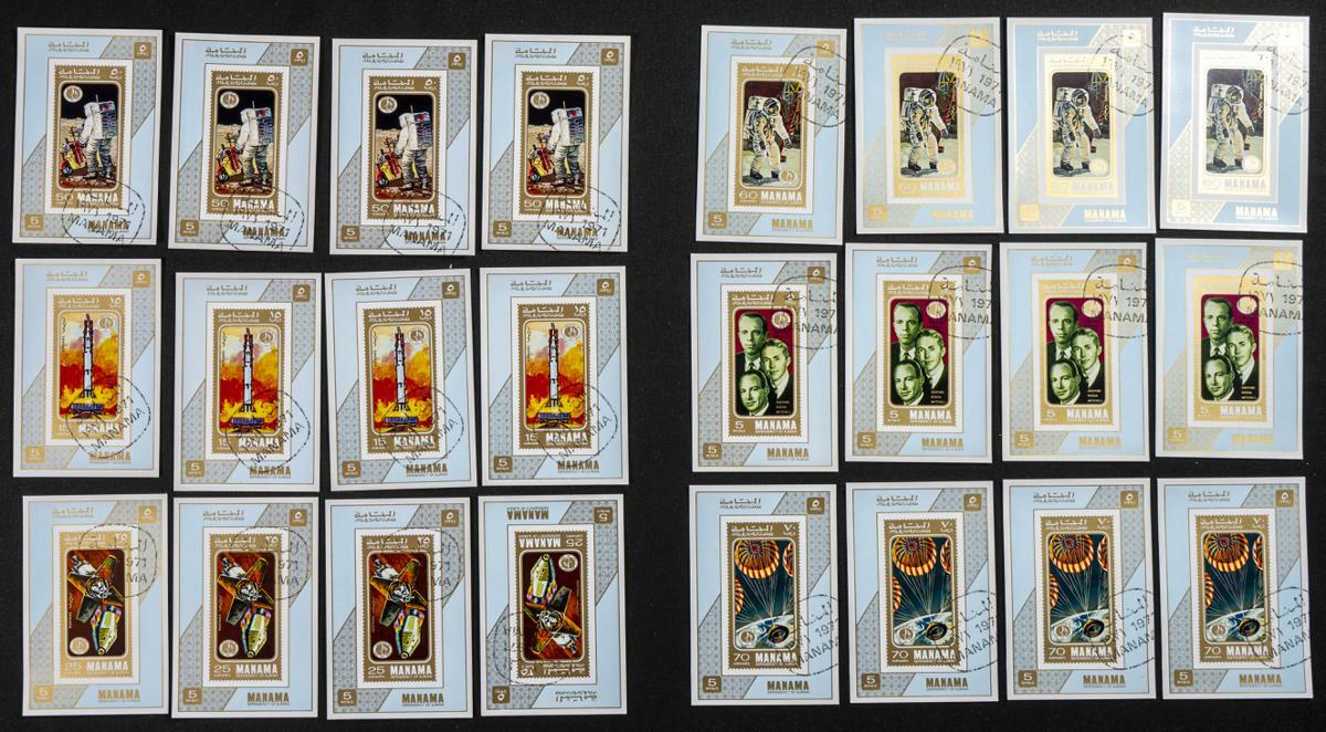 1971. Apollo 14. Group of complete set IMPERFORATED on individual ...