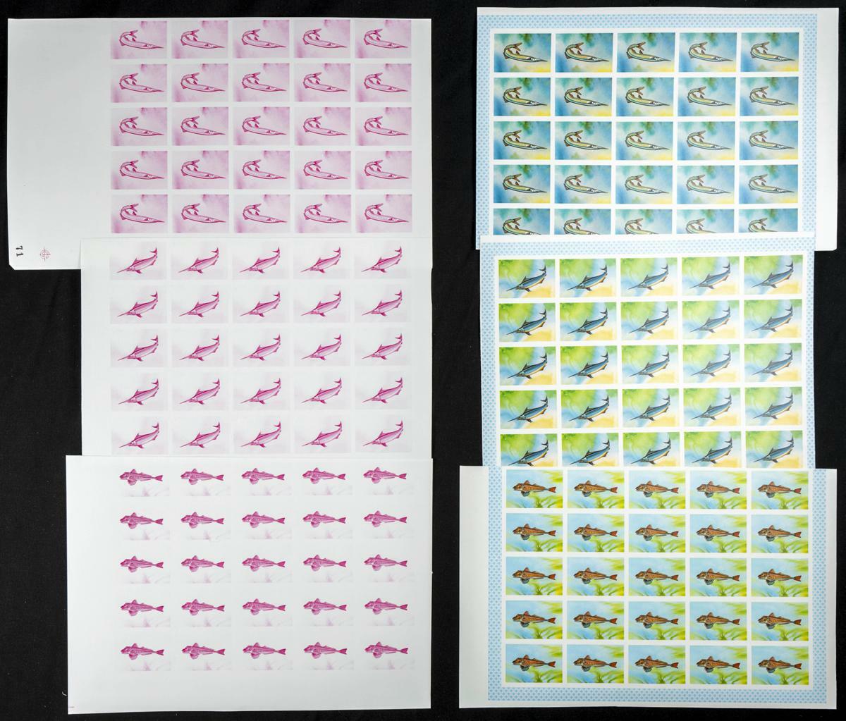 Yvert 481/82. 1979. Fish. Group of progressive plate proofs of the ...