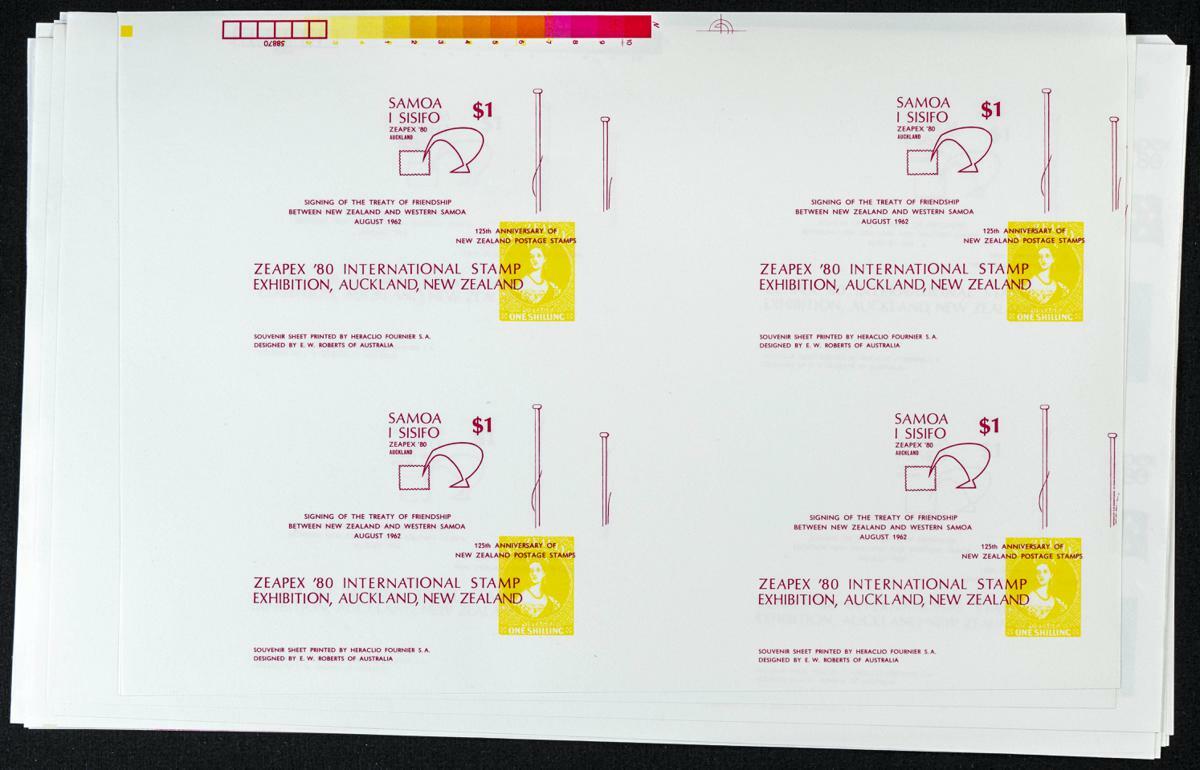Yvert B22. 1980. ZEAPEX. Group of progressive plate proofs of the set ...