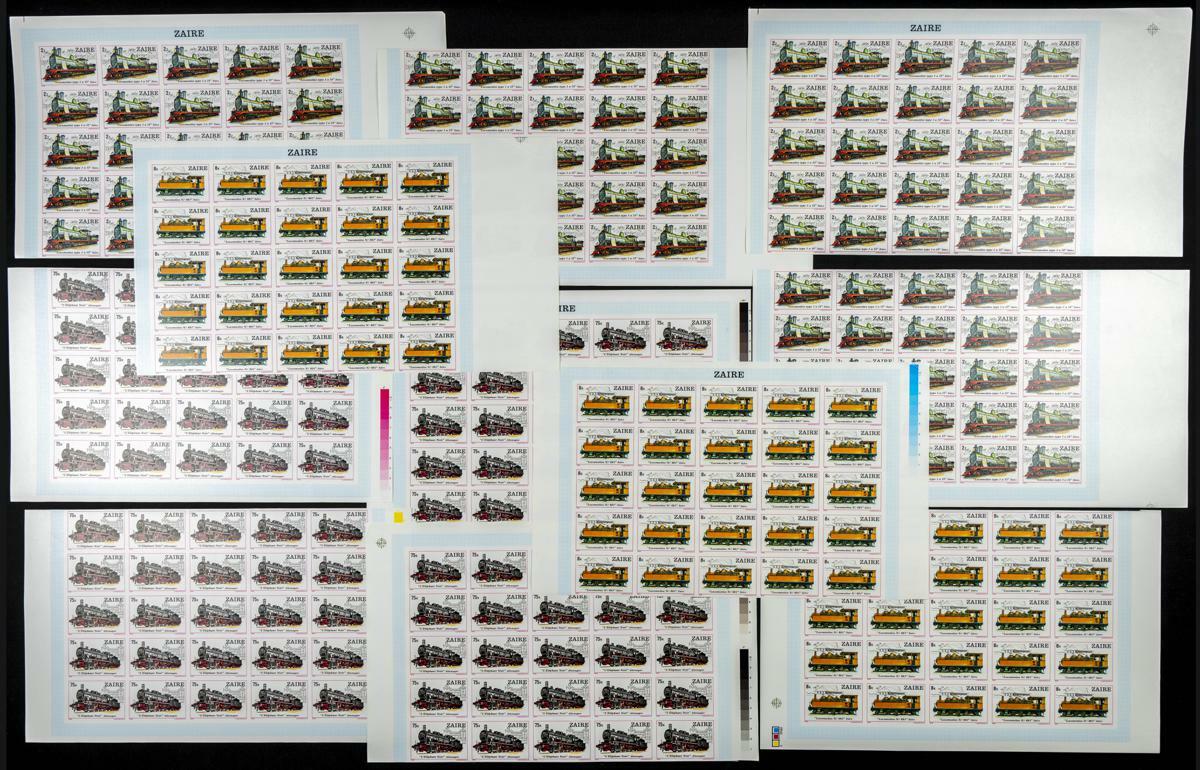 Yvert 992/99. 1980. Locomotives. Group of IMPERFORATED sets. TO EXAM. ...