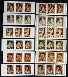1970. Renoir paintings. Group of progressive plate proofs of the set. ...