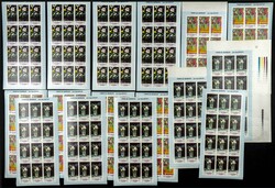 1968. Flower paintings. Group of IMPERFORATED sets. (Michel: 275/84). ...