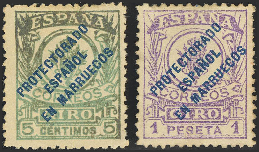 1hcc, 5hcc. 1917. 5 cts azul claro y 1 pts violeta. CAMBIO DE COLOR ...