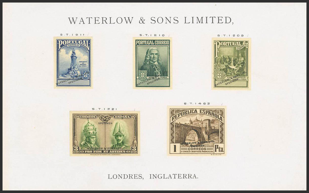 404Hb, 611MTa. 1928. 3 cts castaño y verde, 1 pts castaño y tres ...