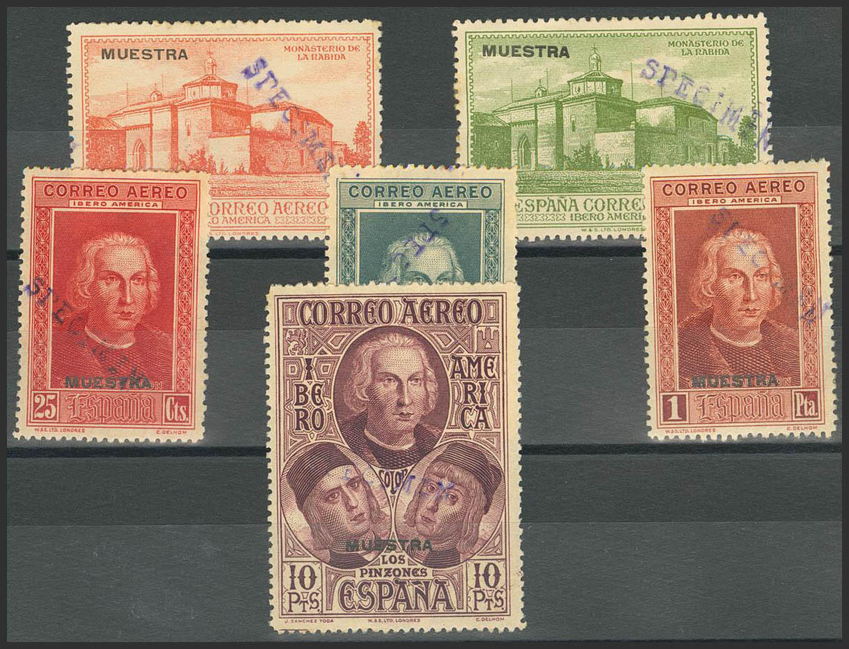 559/65M. 1930. Serie completa, a falta del 4 pts. MUESTRA y SPECIMEN, ...