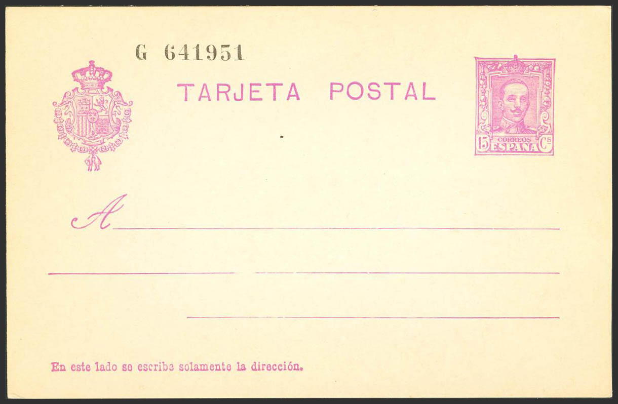 EP57. 1925. 15 cts lila sobre Tarjeta Entero Postal. MAGNIFICA. ...