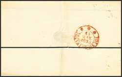 17. 1853. 6 cuartos rosa. ALICANTE a VALENCIA. Manuscrito "P. ...