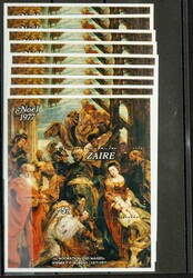 Yvert HB1(9). 1977. Conjunto de nueve hojas bloque de Zaire RUBENS ...