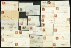 (1854ca). Conjunto de veinticuatro cartas y frontales franqueadas con ...