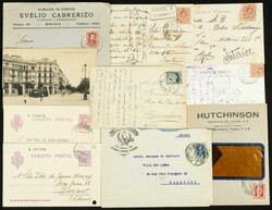 (1915ca). Conjunto de nueve cartas y tarjetas postales circuladas ...