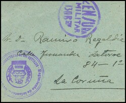1938. Dirigida a LA CORUÑA. Marca de franquicia REGIMIENTO DE ...