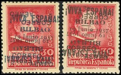 9/10hhi. 1937. Serie completa. SOBRECARGA DOBLE, UNA INVERTIDA. ...