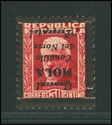 NE3hi. 1937. 30 cts carmín NO EMITIDO. SOBRECARGA INVERTIDA ...