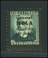 1937. 15 cts verde gris NO EMITIDO. CAUDILLO CON TRES L". MAGNIFICO Y ...