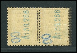 1938. 15 cts verde gris NO EMITIDO, pareja. CAUDILLO CON TRES L" y un ...