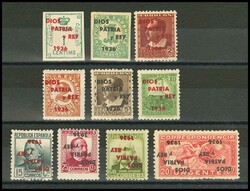 21/27hcc,28hi,30hi,35hi,37hi. 1937. 1 cts (roja), 1 cts (negra), 2 ...