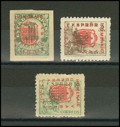 1/5hhc. 1937. Serie completa, tres valores. CAMBIO DE COLOR EN LA ...