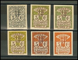 11P, 12P(5). 1932. Conjunto de cinco ENSAYOS DE COLOR (sin dentar) ...