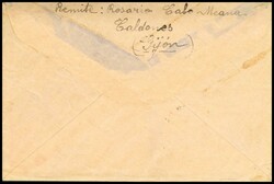 3(2). 1937. 5 cts rojo, dos sellos y 30 cts carmín. CALDONES ...