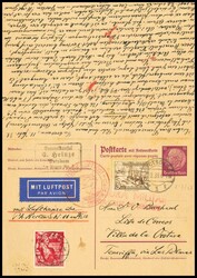 8, 9. 1938. 50 cts sobre 1 cts y 80 cts sobre 2 cts. Tarjeta Entero ...