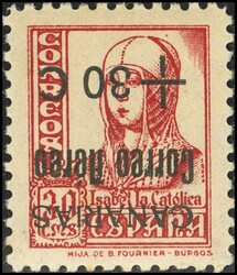 40hi. 1937. + 30 cts sobre 30 cts rosa. SOBRECARGA INVERTIDA. ...