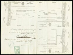 1869. 200 mils verde DERECHO JUDICIAL sobre documento completo de ...