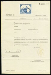 1883. 1 pts azul POLIZAS sobre documento completo de CENSOS O FOROS ...