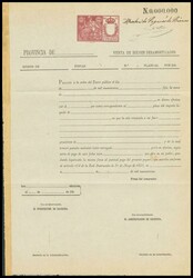 1900. 2 pts carmín castaño POLIZAS sobre documento completo de ...