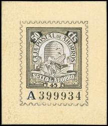 (1930ca). 50 cts gris y negro sobre crema CAJA POSTAL DE AHORROS. ...