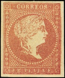 Ant.6. 1856. 2 reales rojo anaranjado (márgenes y color ...