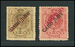 6hhcc, 8hhcc. 1919. 2 cts castaño y 10 cts rojo. HABILITACION DOBLE, ...