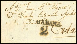 1832. LA HABANA a BARCELONA. Marca HABANA, en negro (P.E.13) edición ...