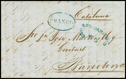 1844. LA HABANA a BARCELONA. Marcas CORREO MARITIMO / Nº3 y FRANCO ...