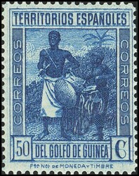 1936. 50 cts azul sobre azulado. DENTADO 14. MAGNIFICO Y RARO, NO ...