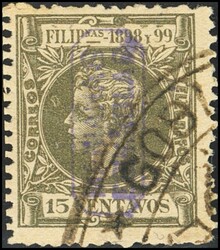 6. 1899. 15 ctvos oliva (conservación habitual). Matasello GOBIERNO ...