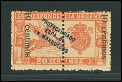 66hea. 1916. 10 cts sobre 20 cts. Ñ" de ESPAÑOL rota. MAGNIFICA."