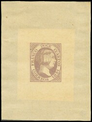 7F. 1851. 12 cuartos lila. PRUEBA DE SPERATI. MAGNIFICA Y RARA.