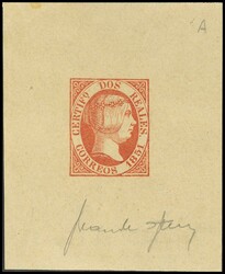 8F. 1851. 2 reales rojo anaranjado. PRUEBA DE SPERATI (Tipo A), con ...