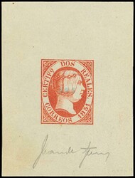 8F. 1851. 2 reales rojo anaranjado. PRUEBA DE SPERATI (Tipo B), al ...