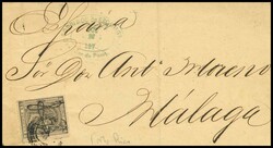 12. 1876. 1 pts negro. PUERTO RICO a MALAGA. MAGNIFICA Y ...