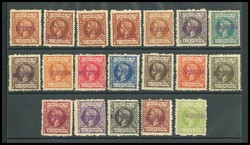 130/48M. 1898. Serie completa, a falta del 2 pesos azul. MUESTRA, en ...