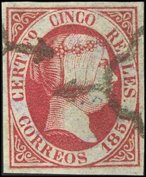 9F. 1851. 5 reales rosa. FALSO SPERATI, al dorso marca de la B.P.A. ...