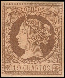 54F. 1860. 19 cuartos castaño. FALSO SPERATI, al dorso marca de la B ...