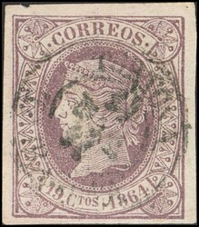 66F. 1860. 19 cuartos violeta. FALSO SPERATI, sin marca de la B.P.A. ...