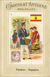 (1900ca). Tarjeta-Panfleto Publicitaria de CHOCOLAT ANTOINE BRUXELLES ...