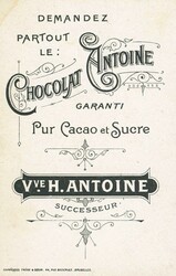 (1900ca). Tarjeta-Panfleto Publicitaria de CHOCOLAT ANTOINE BRUXELLES ...