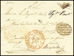 1852. DAROCA (ZARAGOZA) a AREVALO (AVILA). Marca PARRILLA y ASPAS en ...