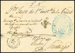 1858. CAMBADOS (PONTEVEDRA) a SANTIAGO. Marca A", en negro de abono ...