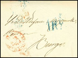 1. 1850. 6 cuartos negro. Matasello de abono anagrama BS", en azul de ...